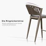 PURPLE LEAF Barhocker Rattan Steingrau (2er-Set)