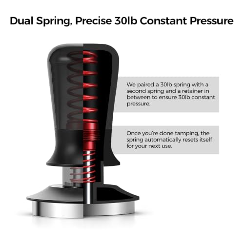 Image of IKAPE 53mm Semi-Transparent Coffee Tamper for Espresso, Spring Calibrated with Threaded Premium Stainless Steel Base, Suitable for 54mm Breville Bottomless Portafilters(New Upgrade)