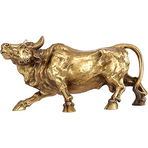 Zodiaque Chinois Animal Taureau Bœuf Feng Shui Statuette Or