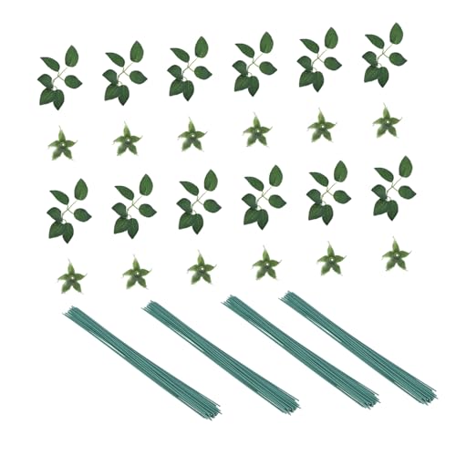 Beatifufu Craft Making Accessories 90pcs Green Fake Plant Leaves Stems for Bouquet DIY