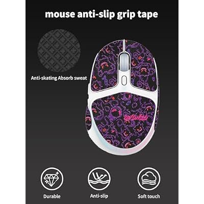 Mouse Grip Tape Full Coverage for Logitech G705 Wireless Gaming Mouse,Self-Adhesive PreCut Sweat-Resistant Professional Mice Upgrade Kit - Purple