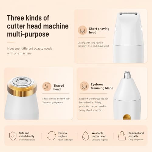 Image of Facial hair remover machine for- face, chin, cheek, eyebrow, upper lip hair remover for women, usb rechargeable epilator machine for women (3in1 trimmer)
