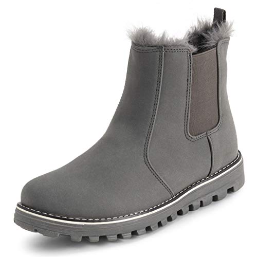 Bottines Chelsea en nubuck imperméable fourrées pour femme avec mousse mémoire de forme