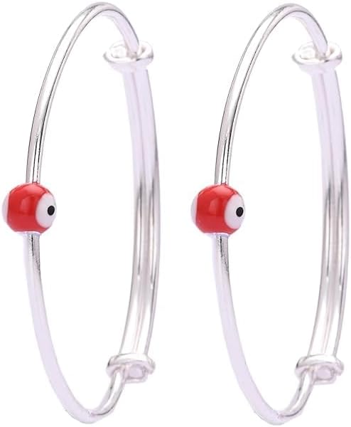 Nazariya Najariya Black and Silver Set of 1 BBY Evileye Protection 1 Pair (Red) Nazariya009