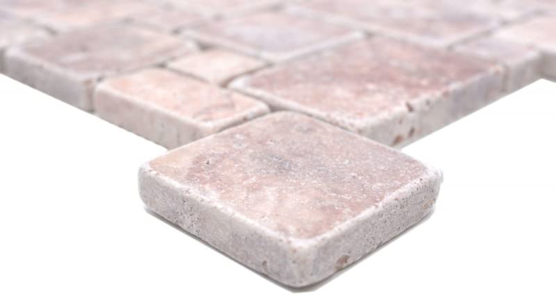 Mosaico de piedra natural Travertino rojo mate pared suelo cocina baño ducha ducha MOS40-FP45_f