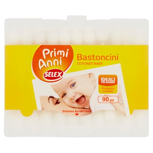 Selex primi anni bastoncini cotonati doppia sicurezza ideali per bambini 90 pezzi