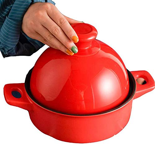Myyingbin Red Moroccan Tagine Pot Lead Free Clay Casserole With Lid, Heat-Resistant Ceramics Stewpot For Cooking #TOP11