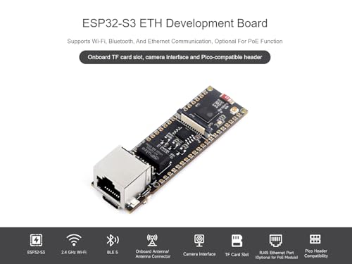 Placa de desenvolvimento Ethernet ESP32-S3 integrada 10/100Mbps porta RJ45 ETH, interface da câmera, porta USB tipo C, slot para cartão TF e conector de módulo PoE, suporte Wi-Fi e Bluetooth, - Imagem 2
