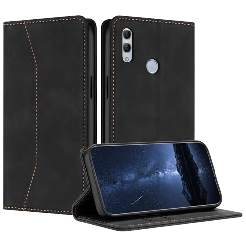 Mo-Beauty Funda para Huawei P Smart 2019/Honor 10 Lite, Funda Móvil Funda Libro de Cuero con Ranura para Tarjeta y Magnético, Tipo Libro Flip Wallet Caso Cubierta Case Carcasa Funda Piel (Negro)