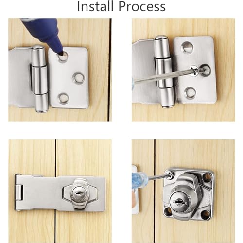 Image of Bonsicoky 2 Pcs 3 Inch Keyed Hasp Locks, Twist Knob Keyed Locking Hasp Latches Keyed Different for Small Doors, Cabinets (Black)