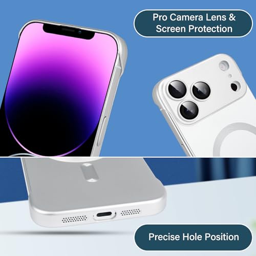 Omio Magnetic Slim Case for iPhone 17 Pro Compatible with MagSafe, Matte PC Ultra-Thin Bumper Frameless Borderless Minimalist Design with Camera Lens Protector for Men Women, Silver by Omio - Used condition - Image 6