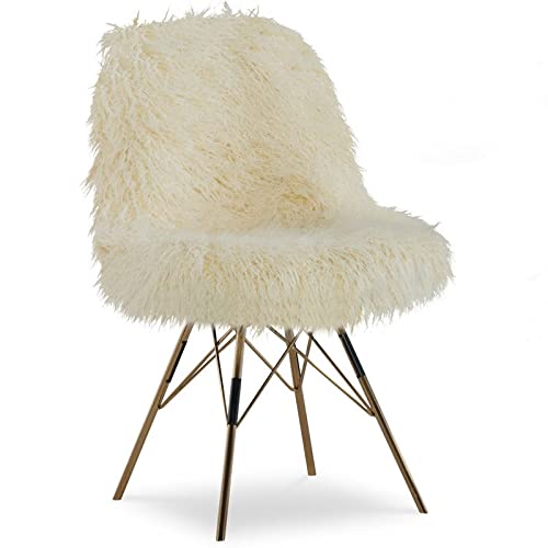 Linon Rowan Faux Fur Chair With Gold Metal Base #TOP1