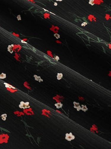 CIDER Party Floral Midi Dress Square Neck Puff Sleeve Bowknot Vintage Vacation Casual Dress Bowknot4