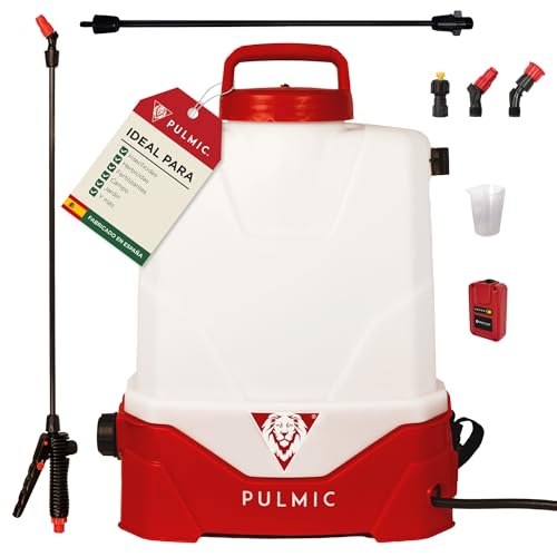 Pulverizador Eléctrico Recargable Pegasus 15L.Sulfatadora Eléctrica a Batería Litio Extraíble. hasta 7h Autonomía. Sistema 3 Velocidades. Boquillas Incluidas. Mochila Pulverizadora Plantas.PULMIC