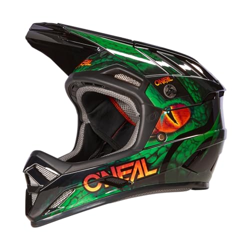 Casco da mountain bike MTB Downhill Standard di sicurezza EN1078 aperture di ventilazione per flusso daria e raffreddamento Backflip VIPER V.23 Adulto Nero Verde XL