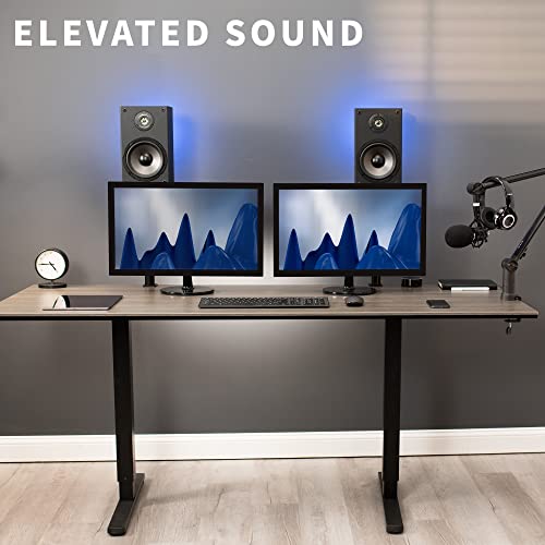 VIVO Clamp-on Speaker Stand Desk Mount Set, 10 x 9 inch Trays, Height Adjustment and Tilt, Universal Audio Holders for Computer and Bookshelf Speakers, Elevated Sound, 2 Pack, Black, MOUNT-SP01CB - Thumbnail 4