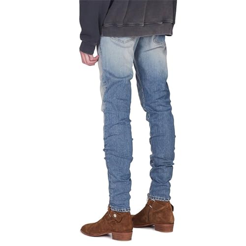 Men's Ripped Slim Fit Fashion Jeans Stretch Patched Biker Moto Denim Pants Casual Skinny Jogger Straight Jeans2