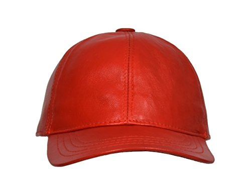 Casquette de baseball en cuir véritable rouge réglable taille unique Alpha