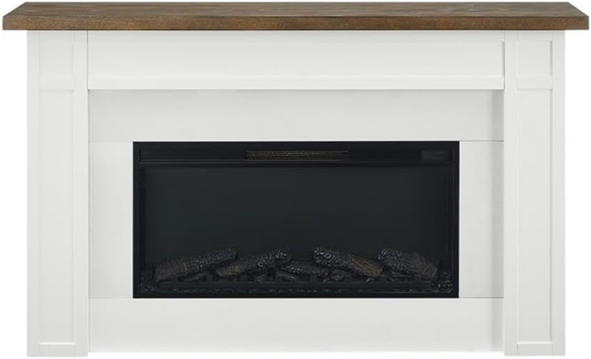 Bowery Hill 67.25" Freestanding Electric Fireplace with Wood Mantel, Realistic Flame and Log Display, Replaceable Heater Insert, Remote Control, and Built-in Timer for Living Rooms or Bedrooms