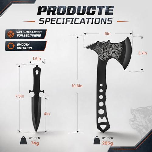 HAPANGODIR 3 Pack Throwing Axe Set, Full Tang Stainless Steel Throwing Tomahawk Throwing Hatchet, 3 Pack Throwing Knives Set with Bottle Opener and Nylon Sheath for Backyard Recreation and Competition by HAPANGODIR - Image 4