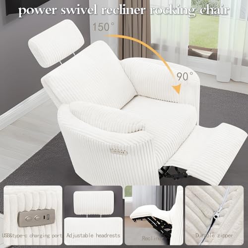 Sillón reclinable eléctrico giratorio blanco miniatura 5