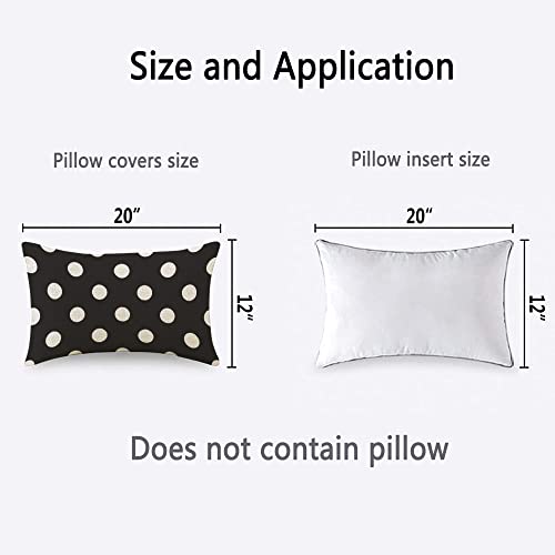 Tks Mitlan White Polka Dot Decorative Pillow Covers On The Black Background Rustic Linen Throw Pillow Covers 12X20 Inch For Sofa Couch Decoration #TOP3