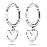 Medidas detalladas: el diámetro exterior de estos pendientes de plata de aros es de 0,47 pulgadas/ 12 mm, el diámetro interior es de 0,35 pulgadas/ 9 mm y la longitud del colgante de amor es de 0,24 pulgadas/ 6 mm; El tamaño pequeño no ocupará mucho espacio, lo que es conveniente para llevar y almacenar