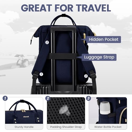 Image of LOVEVOOK Laptop Backpack for Women,15.6 Inch Professional Womens Travel Backpack Purse Computer Laptop Bag Nurse Teacher Backpack,Waterproof College Work Bags Carry on Back Pack with USB Port