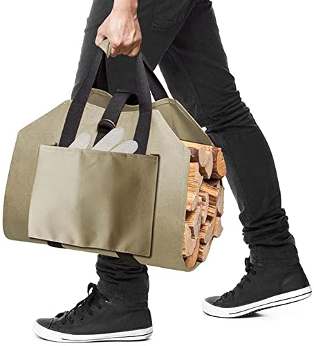 Sacos para lenha Ao ar livre Sacos para lenha Sacola de lona Suporte para lenha Suporte para armazen