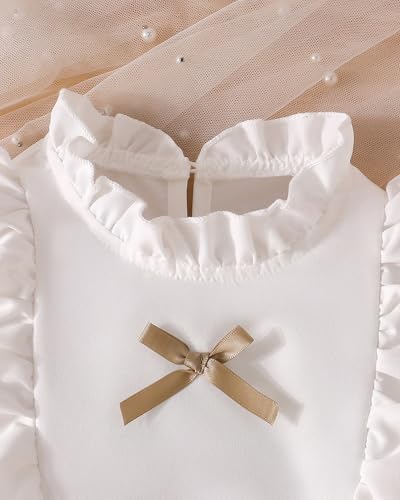 Baby Girl Clothes Sets: 2 Piece Ruffle Sleeve Bowkont Shirts Mini Skirt Fall Winter Outfits for Toddler 9-48 Months4