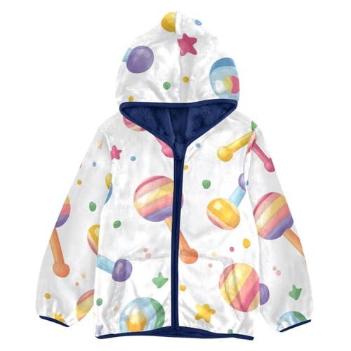 Baby Rattle Girls Fleece Jacket Girls Fall Jacket Girls Zip Up Hoodie Girls Sherpa Jacket 2-10T