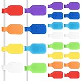 MAQIHAN 25PCS Reusable Cable Labels - Writable Cord Labels for Electronics, 8 Colors Cable Tags for Wire Management, Waterproof Multi-Purpose Cord Tags for Identification, 1.7 x 0.78 Inch