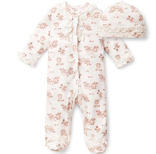 Little Me Baby Clothes & Outfits - Girls One Piece Hat & Footed Sleeper Pajamas - Newborn, Sweet Owls