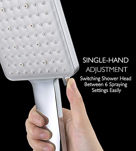 Grich High Pressure Shower Head With Handheld, 6 Spray Modes/Settings Detachable Shower Head With Stretchable 59" 304 Stainless Steel Hose And Multi Angle Adjustable Shower Bracket #TOP2
