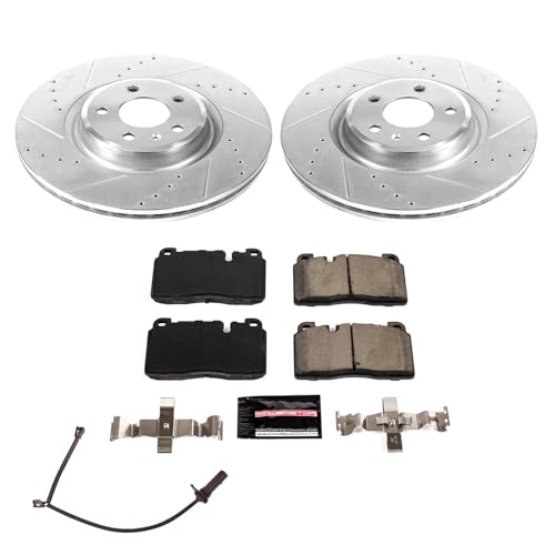 Image of PowerStop Z23 Performance Brake Pad & Rotor Kit Front K7073 | Audi Q5 Carbon Fiber Ceramic Brake Pads + Drilled & Slotted Rotors
