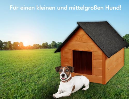 WOODOK – Hundehütte für Hunde bis 20 kg – Hundehaus aus Holz – Isoliert & Wetterfest – Ideal für Winter & Regen – Innenmaße 82x58x47 cm 82x58x47 cm