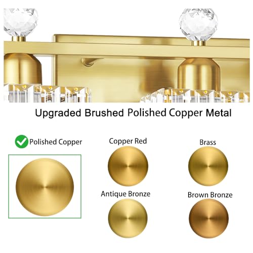 Image of Lxybcce Bathroom Vanity Lights Over Mirror - Easy Installation with Clear Guide, 5-Light Shadow-Free Design, Gold Crystal Finish - for Modern Home Bathroom Lighting Fixtures in DIY Projects