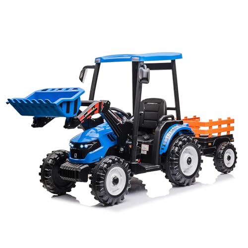 Image of Kidsera 24V Extra-Large 3-in-1 Kids Ride On Tractor w /Loader & Trailer