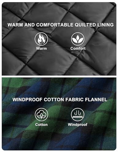 Image of TACVASEN Men's Flannel Shirt Quilted Lined Theraml Winter Coat Button Down Insulated Flannel Shirts Jacket