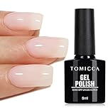 TOMICCA Milky White UV LED Gel Polish for French Nail Design, Transparent Jelly Soak-Off 8ml