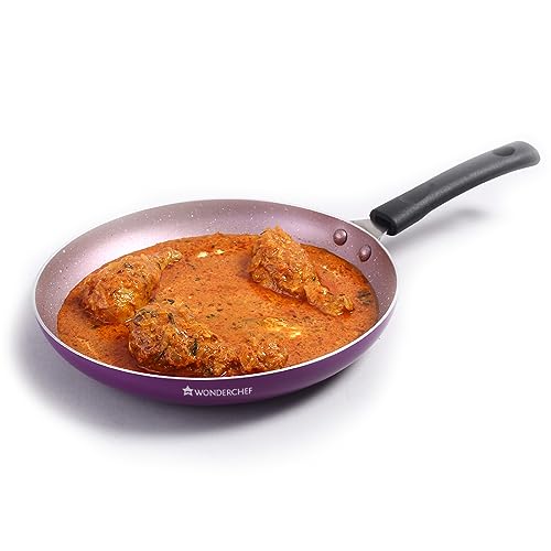 Wonderchef Valencia Non-Stick Fry Pan | Cool Touch Bakelite Handle | Pure Grade Aluminium| PFOA Free | 1.5 Litres Capacity | Size 24 Cm | 1 Year Warranty | Purple For Rs. 599 @ 61 %