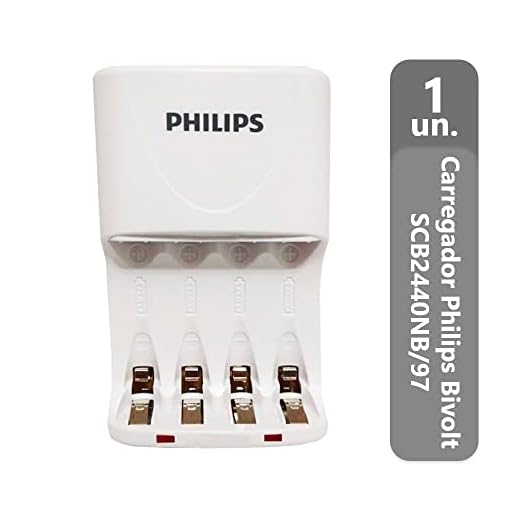 Carregador de Pilhas Philips AA AAA SCB2440NB Desligamento Automático Led Bivolt Inmetro
