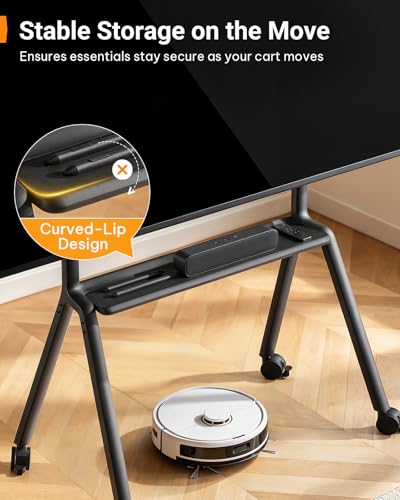 Image of Perlegear Rolling TV Stand for 42″-90″ TVs up to 220 lbs, Four Leg Heavy Duty TV Stand with Lockable Wheels, Outdoor Height Adjustable Mobile TV Cart with Anti-Drop Shelf, Max VESA 800x600mm, PGTVC45B