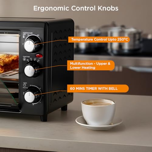 Image of Glen Multi Function OTG for Kitchen, 18 Litre, 1200W, Oven Toaster Griller with 3 Heating Modes, Adjustable Temperature & Timer, Crumbs Tray & Rack, Bake, Grill & Toast, 2-Year Warranty- Black SA5018