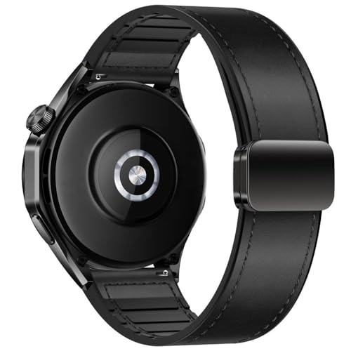 Image of AONES Watch Strap Leather Silicone Magnetic Belt 20mm Compatible for Compaq Q Watch Balance Smartwatch Band
