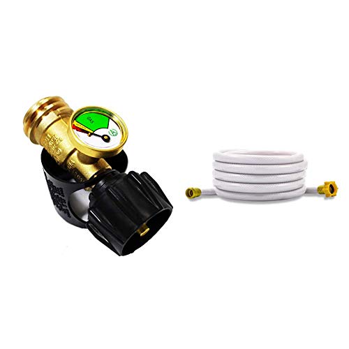 GASONE 50120 Gauge Indicator Propane Tanks, Old Black QCC & Camco TastePURE Drinking Water Hose for RV, 25 Feet, White (22783)