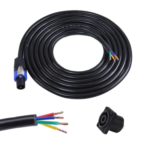 4 Conductor Speakon Cable to Bare Wire 12 Gauge 10FT 1 Pack