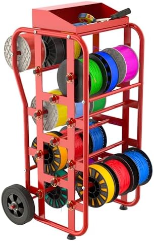 Wire Spool Rack with Wheels, 11-Rod Heavy-Duty Cable Caddy & Wire...
