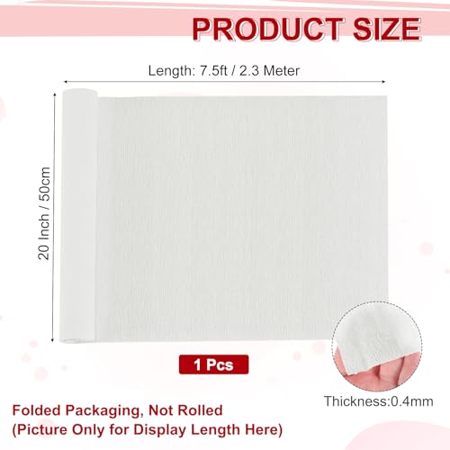 Image of MECCANIXITY Crepe Paper Roll 7.5ft Long 20 Inch Wide for Wedding Ceremony Various Large Festivals Decoration, White