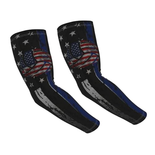 SwpWab USA Flag Volleyball Sun-Defying Elegance Comfortable Cooling Arm Sleeves